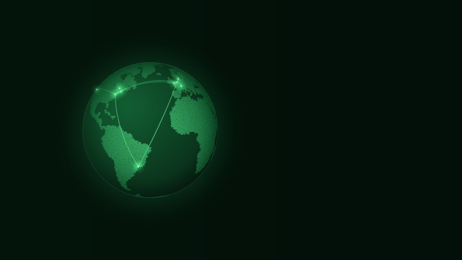 A globe of green points with illuminated nodes at the world’s regulators, linked by arcs
